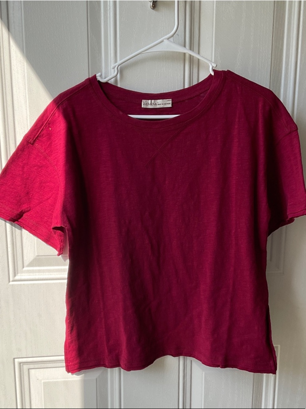 Zenana Outfitters Short Sleeve Crewneck Top - Deep Berry